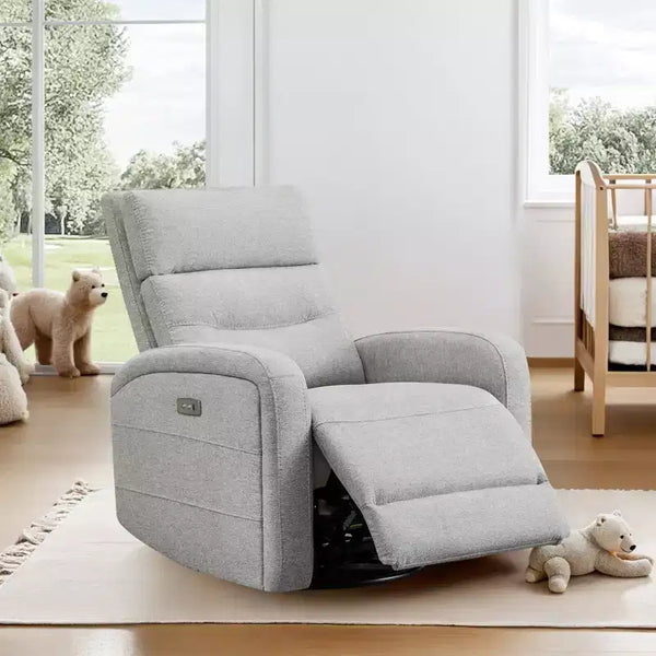 Poltrona reclinabile a dondolo girevole Spruce & Spring Dove Gray Power Glider, poltrona reclinabile da asilo nido