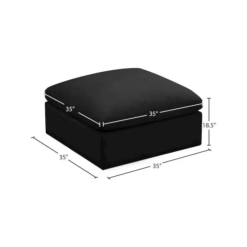 Pouf modulare quadrato in velluto nero/blu notte, pezzo singolo