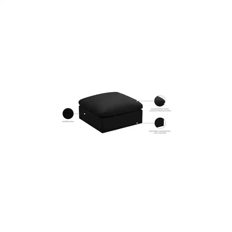 Pouf modulare quadrato in velluto nero/blu notte, pezzo singolo