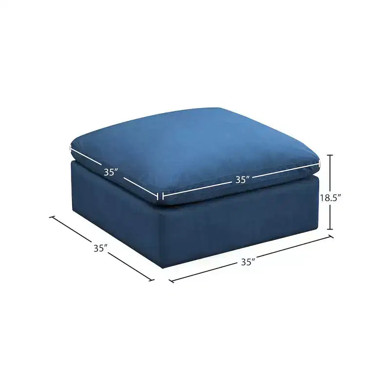 Pouf modulare quadrato in velluto nero/blu notte, pezzo singolo