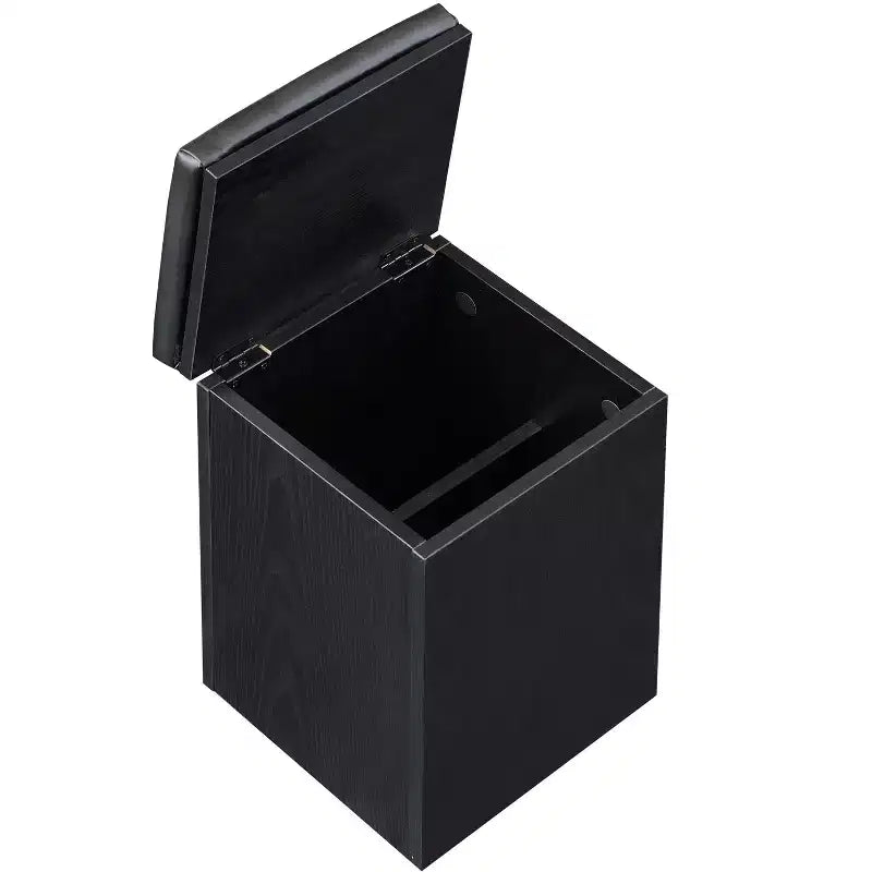 Tavolino da caffè moderno con piano sollevabile, contenitore a scomparsa e 4 sgabelli, Nero / Bianco Naturale / Noce Bianco, per un massimo di 5 persone