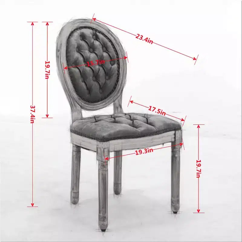 Sedia da pranzo in pelle sintetica stile francese con borchie, schienale alto, set da 2