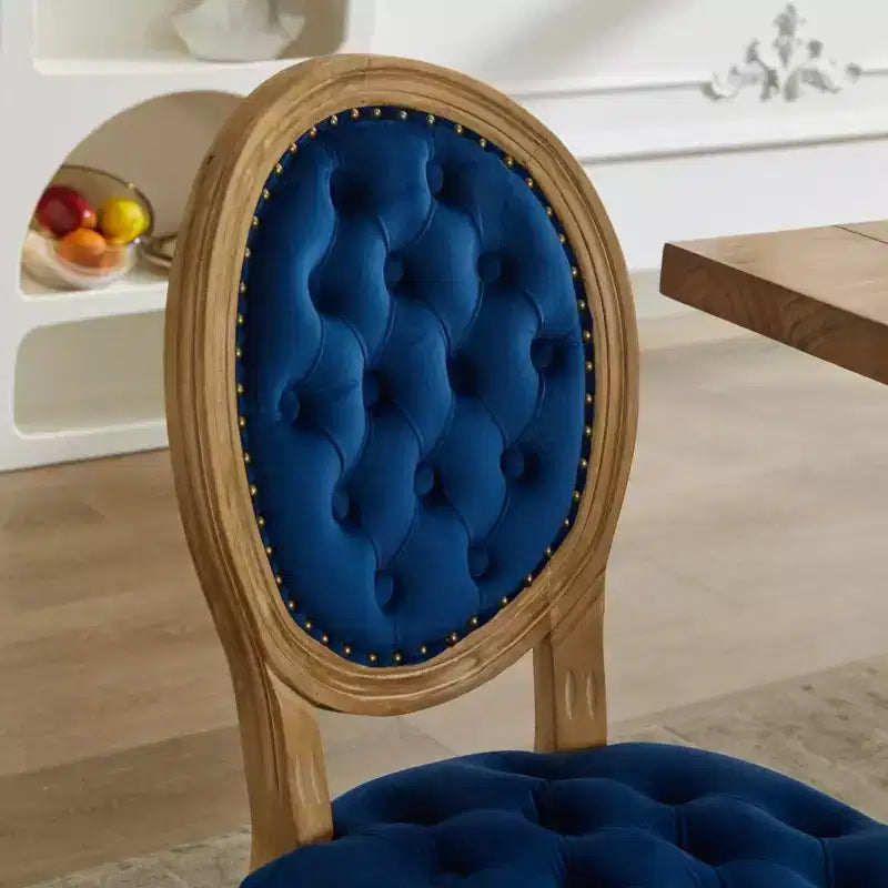 Sedia da pranzo in pelle sintetica stile francese con borchie, schienale alto, set da 2