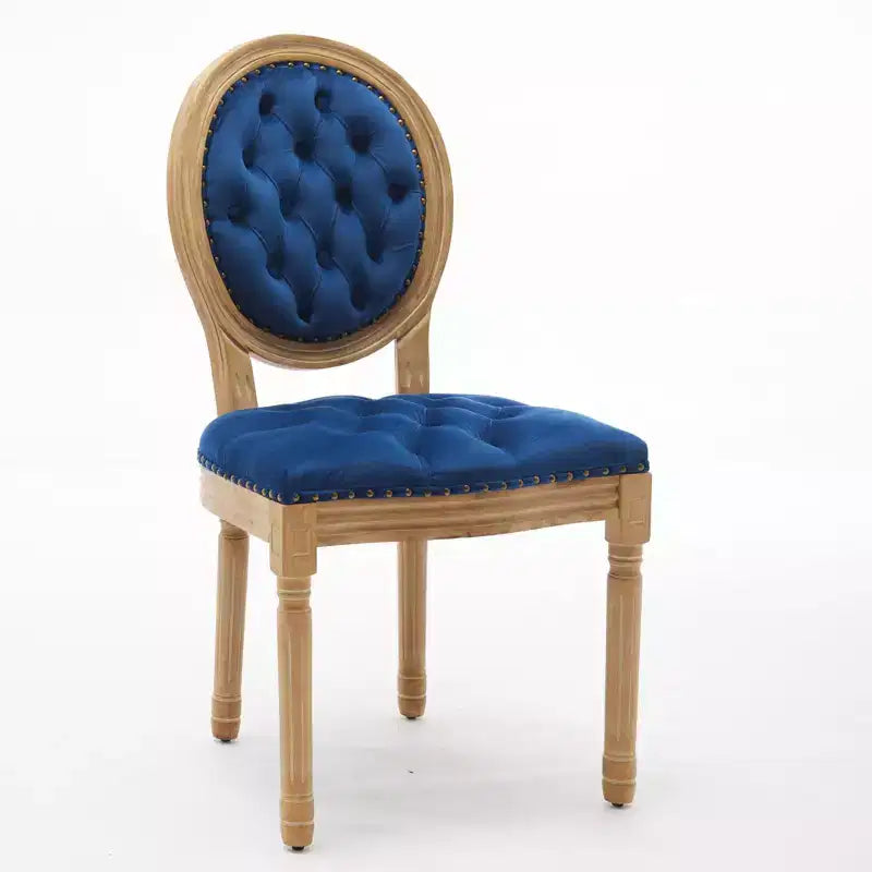 Sedia da pranzo in pelle sintetica stile francese con borchie, schienale alto, set da 2