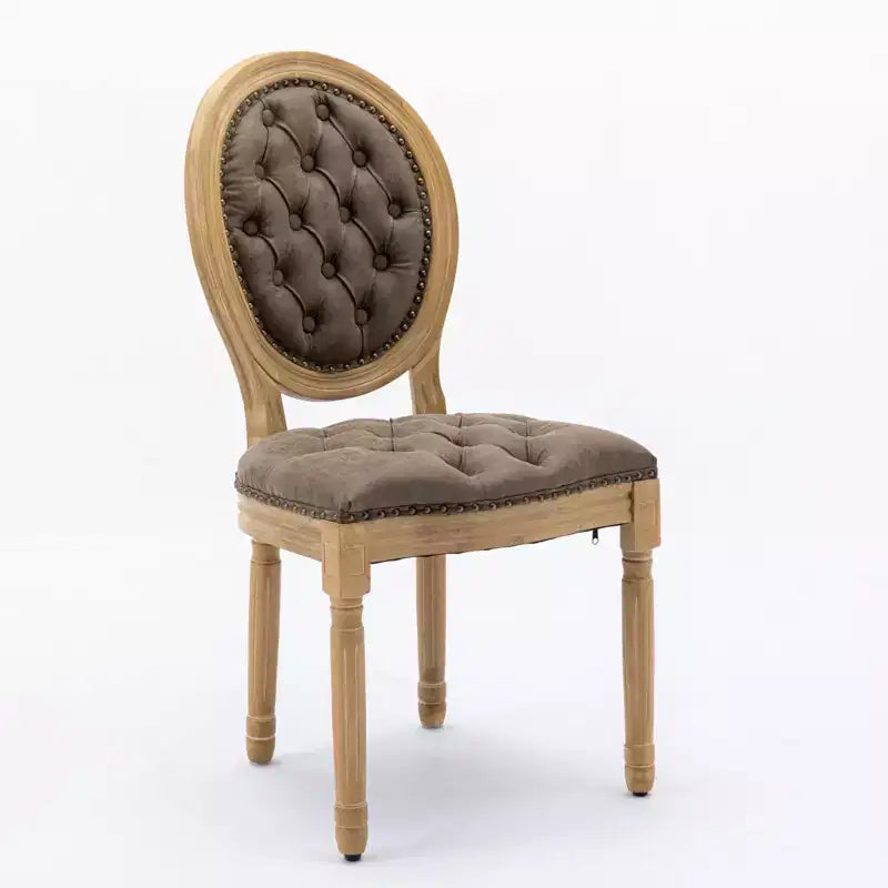 Sedia da pranzo in pelle sintetica stile francese con borchie, schienale alto, set da 2