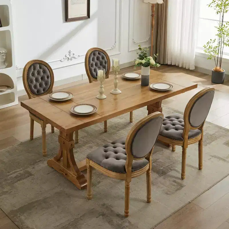 Sedia da pranzo in pelle sintetica stile francese con borchie, schienale alto, set da 2