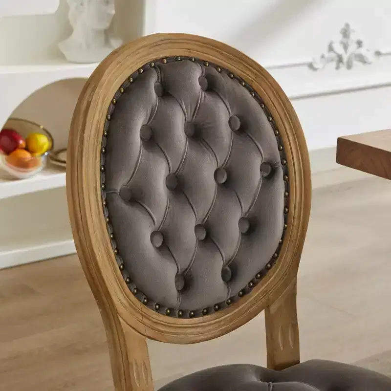 Sedia da pranzo in pelle sintetica stile francese con borchie, schienale alto, set da 2