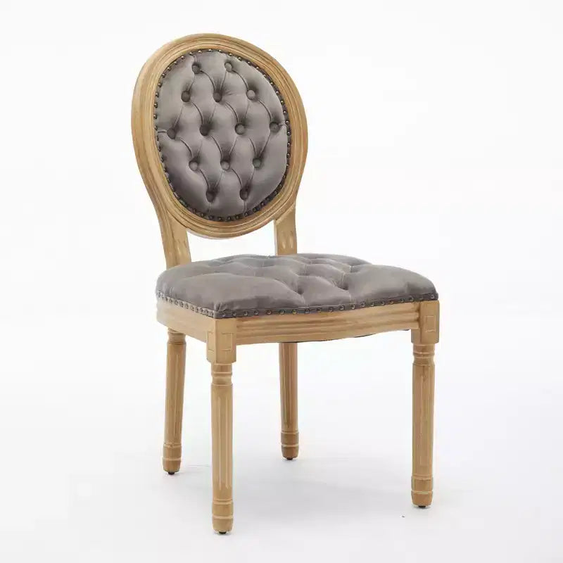 Sedia da pranzo in pelle sintetica stile francese con borchie, schienale alto, set da 2