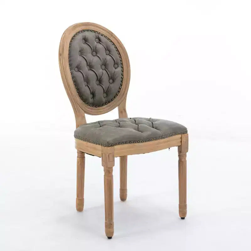 Sedia da pranzo in pelle sintetica stile francese con borchie, schienale alto, set da 2