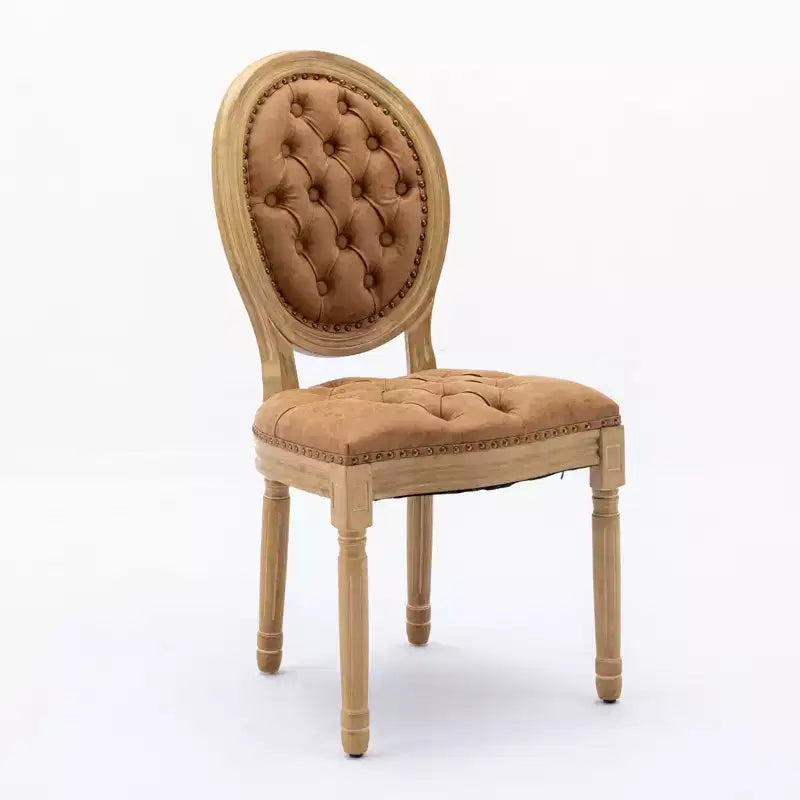 Sedia da pranzo in pelle sintetica stile francese con borchie, schienale alto, set da 2