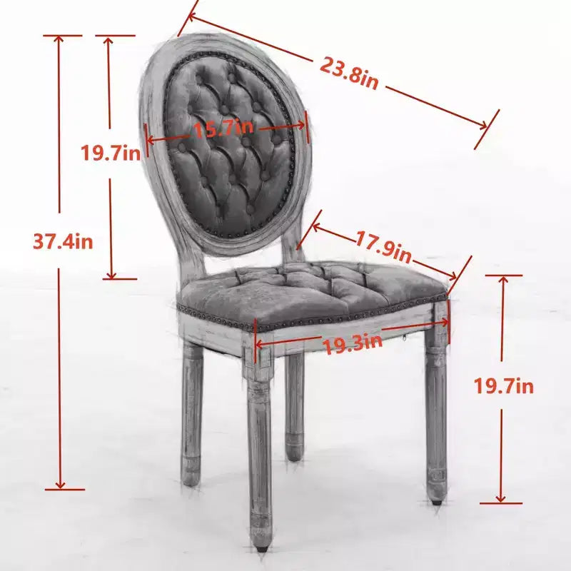 Sedia da pranzo in pelle sintetica stile francese con borchie, schienale alto, set da 2