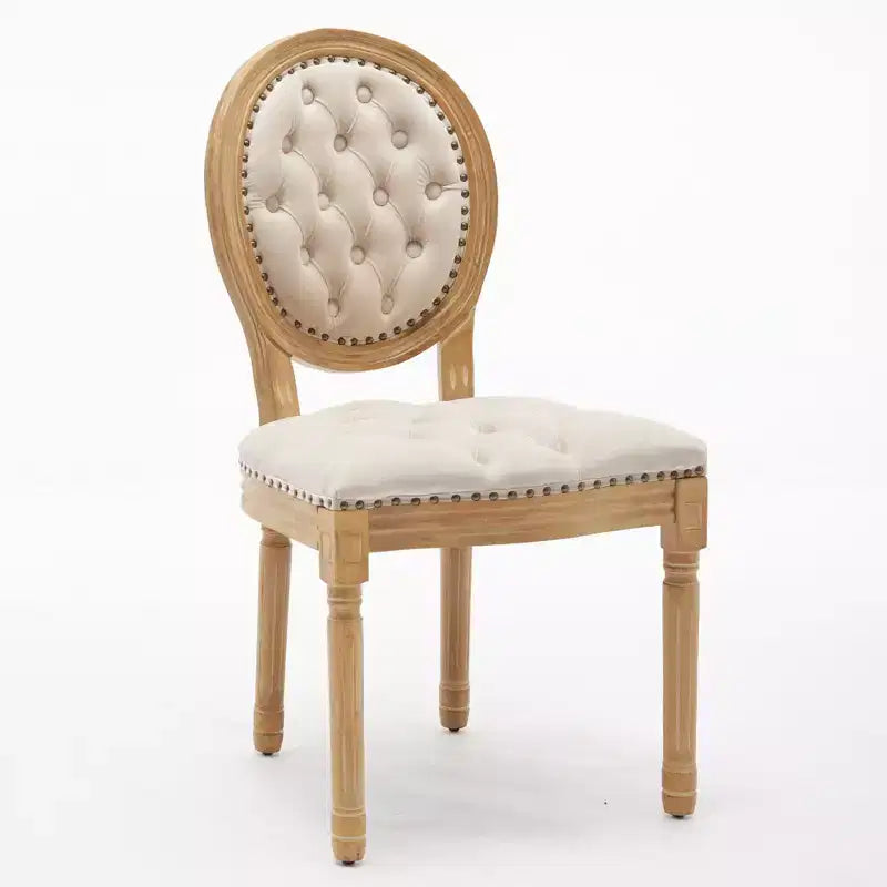 Sedia da pranzo in pelle sintetica stile francese con borchie, schienale alto, set da 2