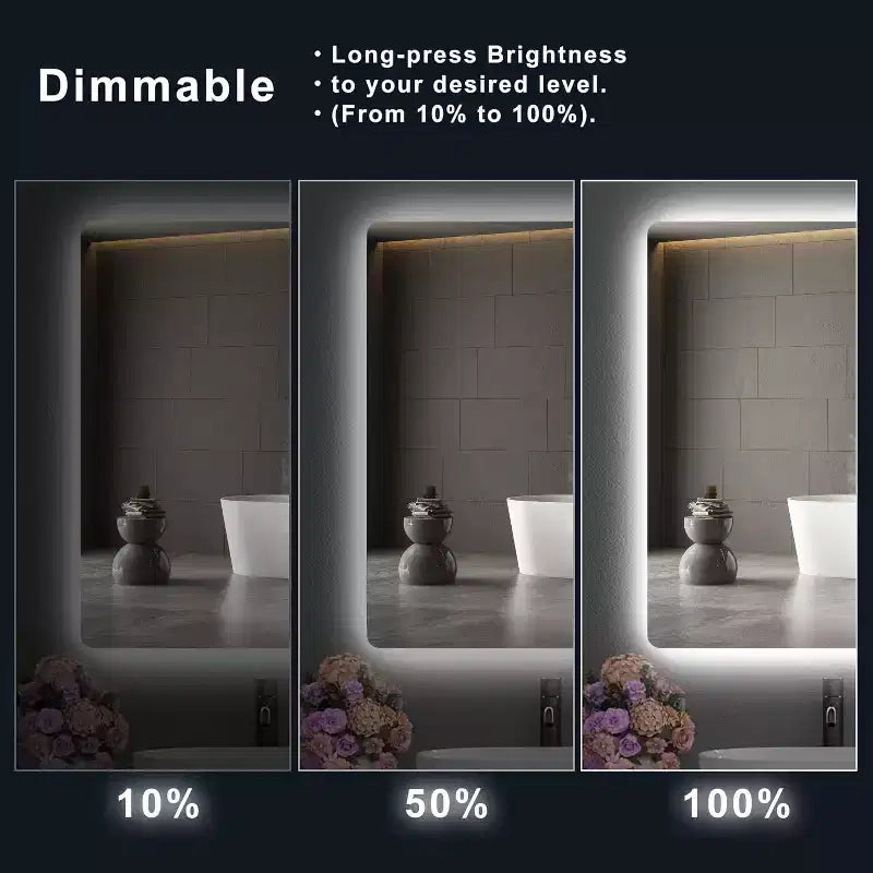 Specchio da parete rettangolare retroilluminato, singolo
