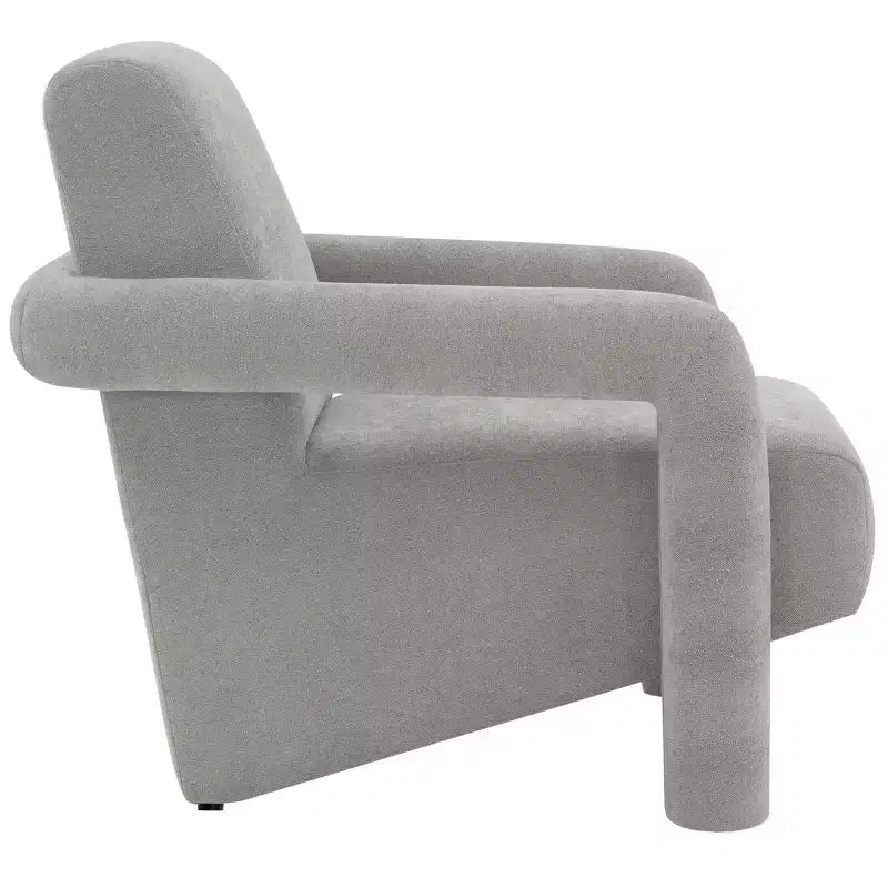 Poltrona d'accento in bouclé grigio/avorio, monoscocca