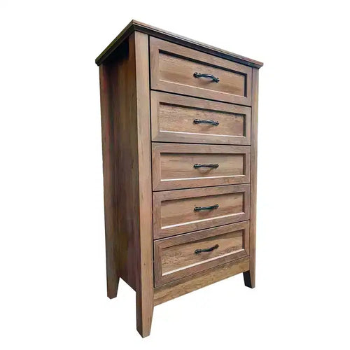 COZONY 5-Drawer Farmhouse Dresser Wood Tall Chest with Metal Handles for Bedroom Living Room Hallway Entryway