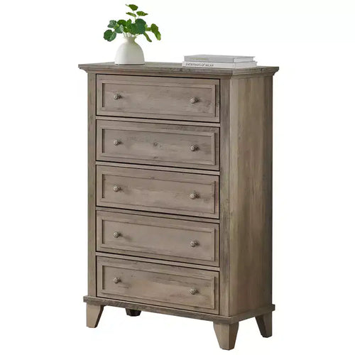 5 Drawer Dresser for Bedroom, 48 Tall Wood Dresser & Chests of Drawers with Deep Drawers, Modern Chest Organizer for Living Room, Hallway, Entryway