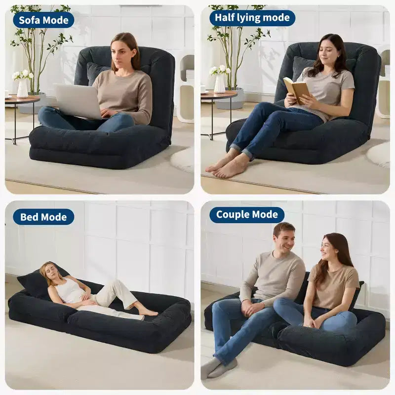 Divano a pavimento regolabile in 5 posizioni Grigio/Beige/Nero/Marrone per un massimo di 5 persone
