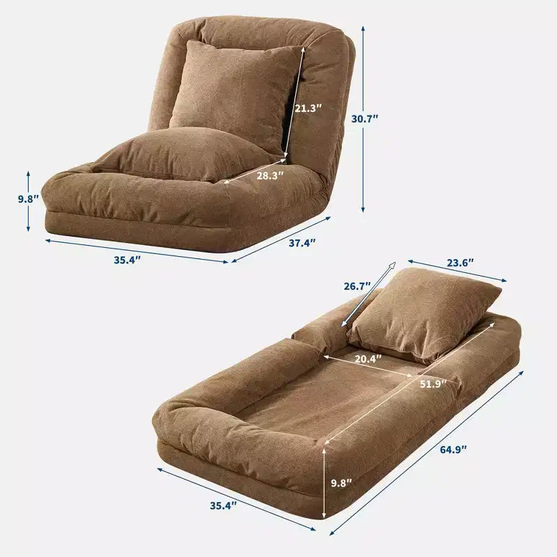 Divano a pavimento regolabile in 5 posizioni Grigio/Beige/Nero/Marrone per un massimo di 5 persone