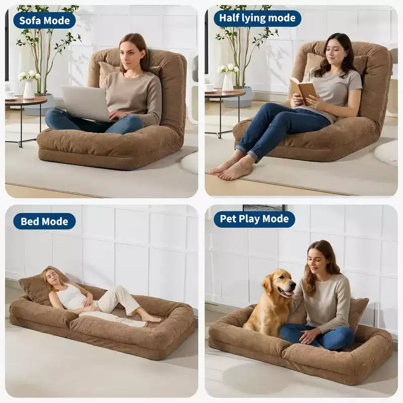 Divano a pavimento regolabile in 5 posizioni Grigio/Beige/Nero/Marrone per un massimo di 5 persone