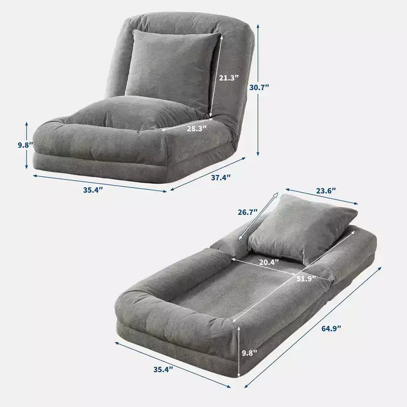 Divano a pavimento regolabile in 5 posizioni Grigio/Beige/Nero/Marrone per un massimo di 5 persone