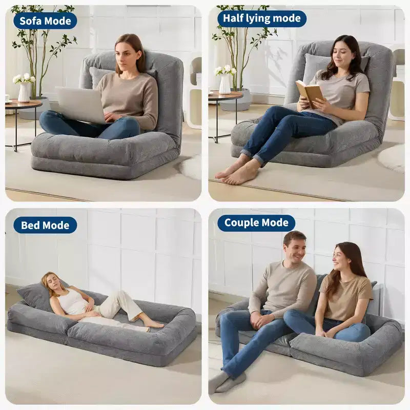 Divano a pavimento regolabile in 5 posizioni Grigio/Beige/Nero/Marrone per un massimo di 5 persone