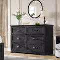 Drawer Dresser, 6 Chest of Drawers with Metal Handle, Farmhouse Modern Wood Dresser, Storage Cabinet Organizer for Bedroom, Living Room