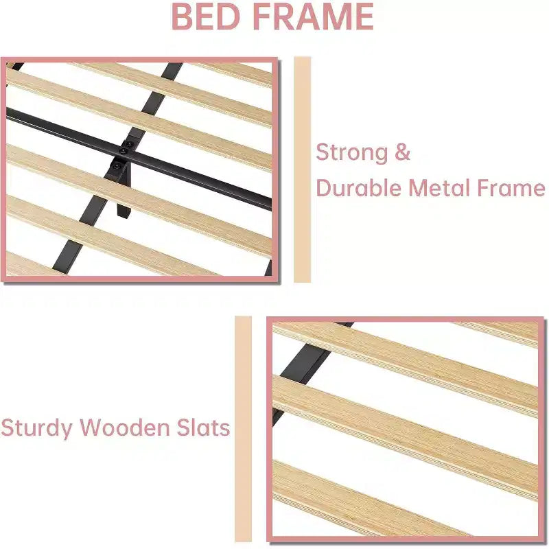 Struttura letto singolo in velluto blu/rosa per 1, testiera regolabile, stile piattaforma