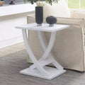 HomeStock 24 in.H White Color Rectangle Wood Table Top End Table 1 -piece