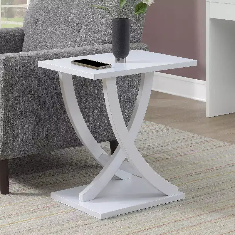 HomeStock Tavolino da Salotto Rettangolare in Legno, Colore Bianco, Altezza 61 cm, 1 Pezzo