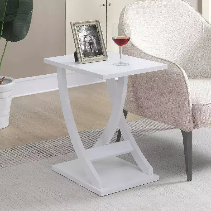 HomeStock Tavolino da Salotto Rettangolare in Legno, Colore Bianco, Altezza 61 cm, 1 Pezzo