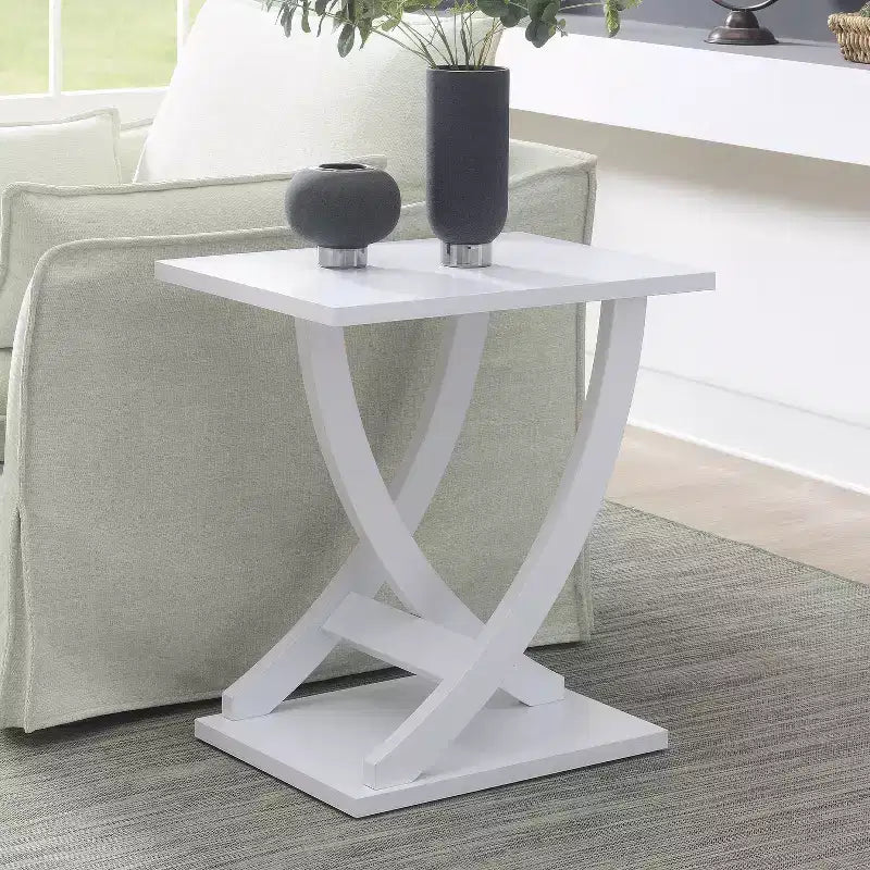 HomeStock Tavolino da Salotto Rettangolare in Legno, Colore Bianco, Altezza 61 cm, 1 Pezzo