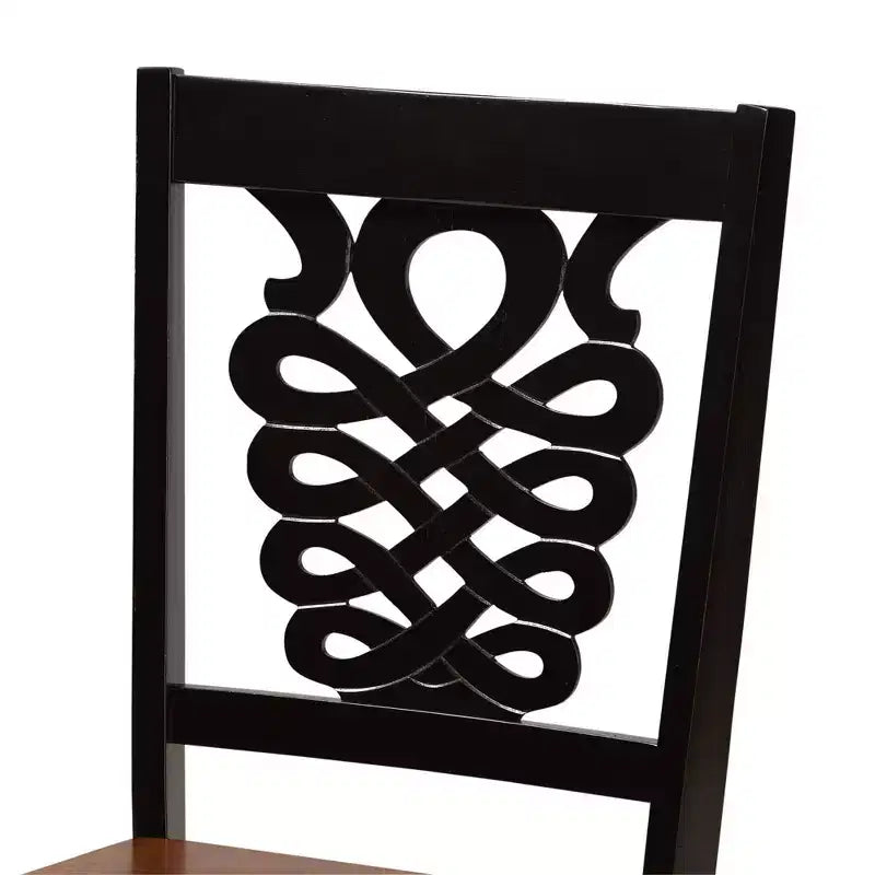Sedia da pranzo senza braccioli bicolore Noce/Marrone scuro, set da 2