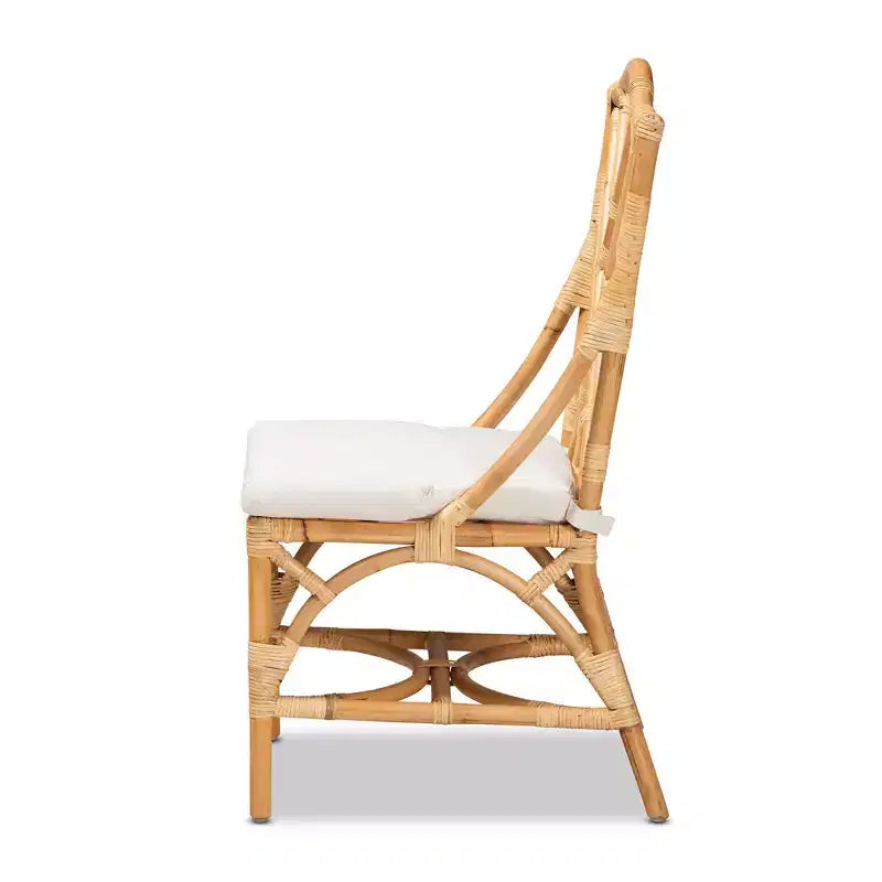 Sedia da pranzo in rattan naturale/bianco, senza braccioli, 1 posto