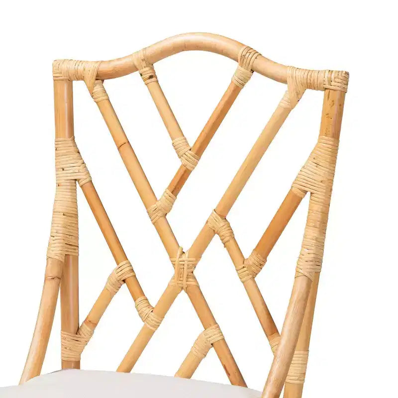 Sedia da pranzo in rattan naturale/bianco, senza braccioli, 1 posto