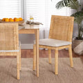Sofia Wood and Rattan Dining Chair Set Natural/White - bali & pari: Handcrafted, Foam Cushion, No Assembly Required