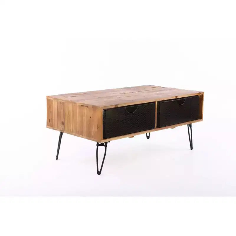 42" Lindsay Foldable Coffee Table with Wire Mesh Drawers - Summerland Home