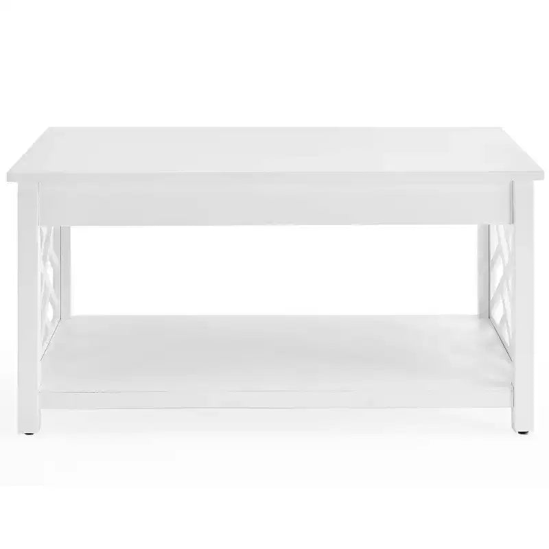 Tavolino da Caffè Rettangolare Bianco/Grigio e Set 2 Tavolini Laterali, 3 Pezzi