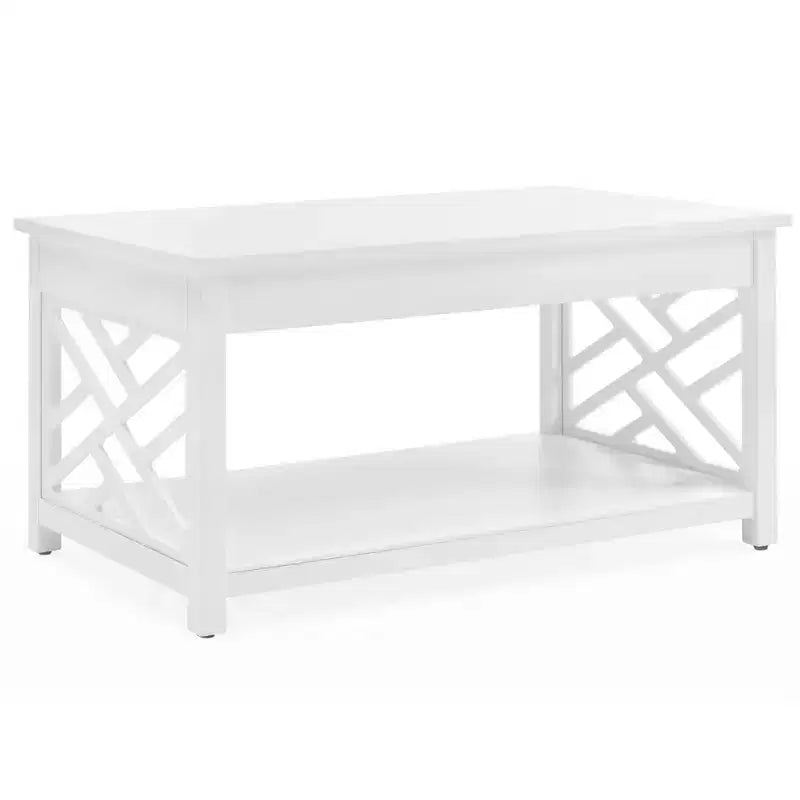 Tavolino da Caffè Rettangolare Bianco/Grigio e Set 2 Tavolini Laterali, 3 Pezzi