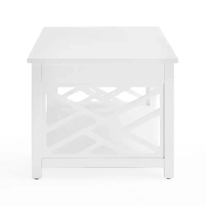 Tavolino da Caffè Rettangolare Bianco/Grigio e Set 2 Tavolini Laterali, 3 Pezzi