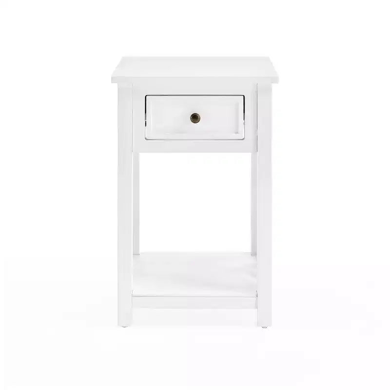 Tavolino da Caffè Rettangolare Bianco/Grigio e Set 2 Tavolini Laterali, 3 Pezzi