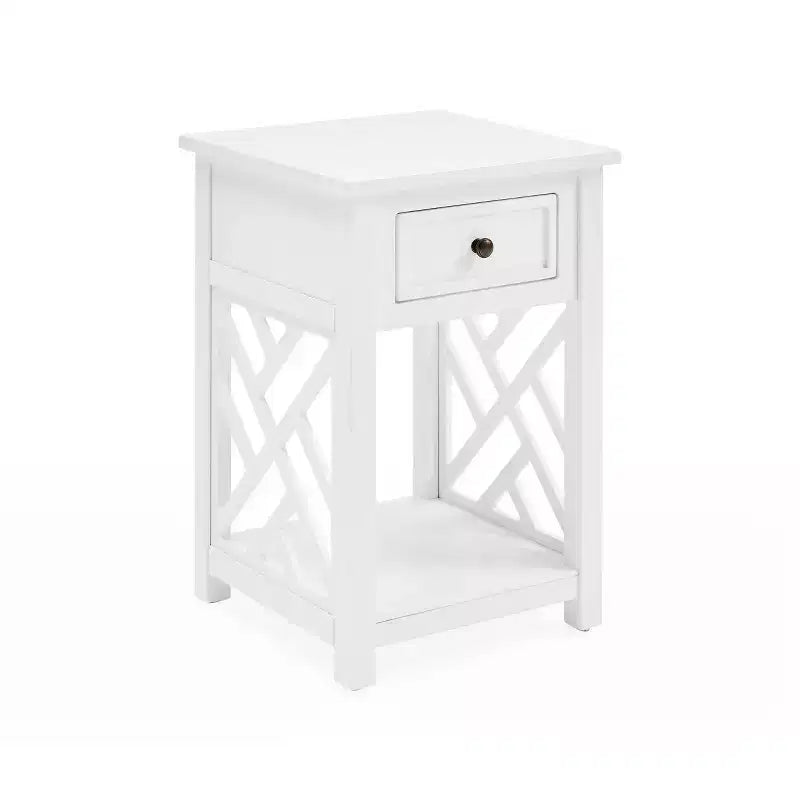 Tavolino da Caffè Rettangolare Bianco/Grigio e Set 2 Tavolini Laterali, 3 Pezzi