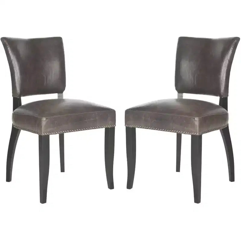 Desa Side Chair With Nail Head Trim (Set of 2) - MCR4690 - Antique Brown - Safavieh Couture