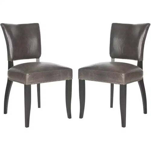Desa Side Chair With Nail Head Trim (Set of 2) - MCR4690 - Antique Brown - Safavieh Couture