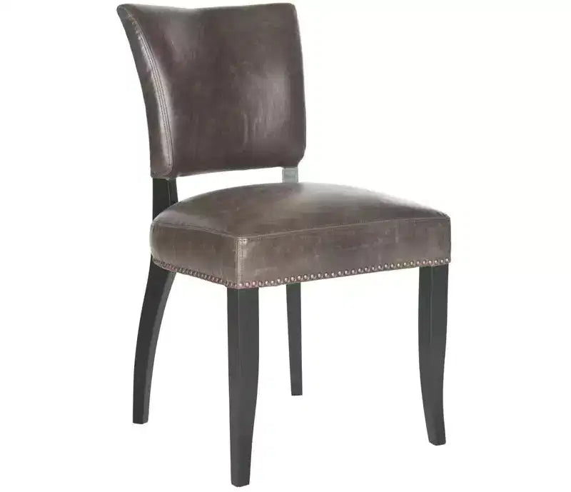 Poltrona in similpelle PU marrone antico con borchie, set da 2