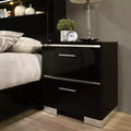 Set Composto da 5 Pezzi Camera da Letto Matrimoniale King Nera/Cromata (con 2 Comodini)