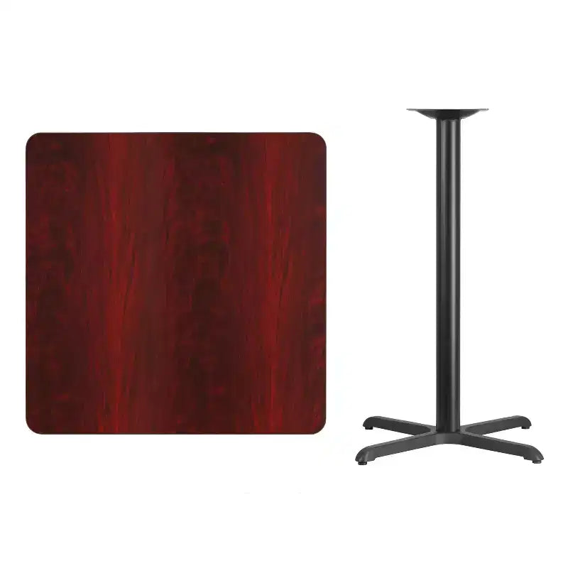 Set tavolo quadrato da 36" in laminato, altezza bar, nero/mogano/naturale/noce, 4 posti a sedere