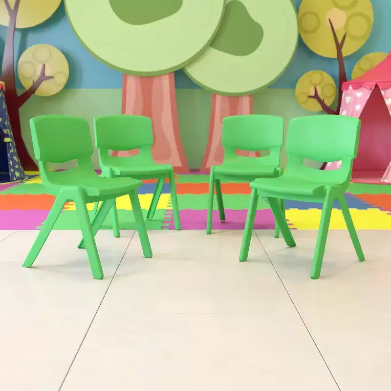 Sedia impilabile in plastica blu/verde/rossa per la scuola, set da 4, età 3-9 anni
