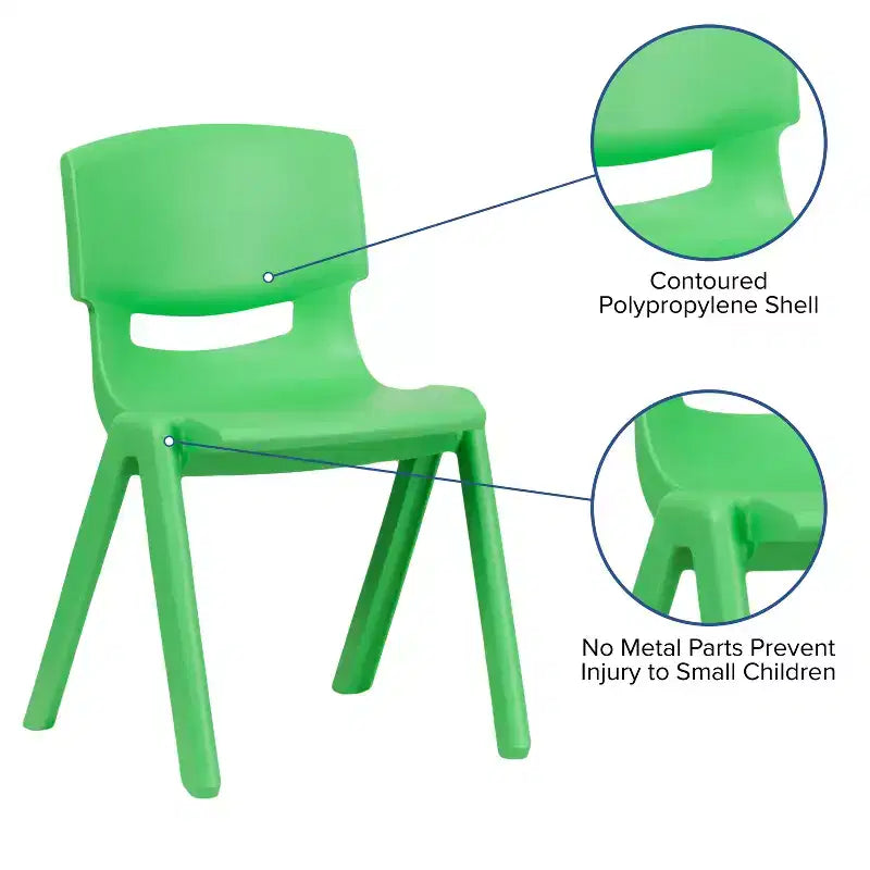 Sedia impilabile in plastica blu/verde/rossa per la scuola, set da 4, età 3-9 anni