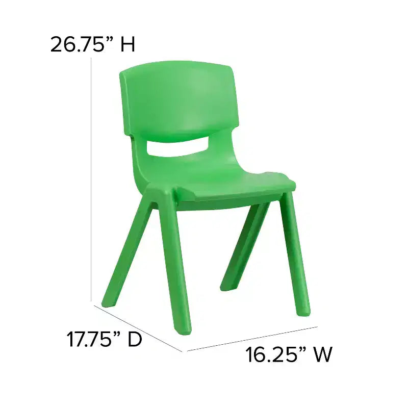 Sedia impilabile in plastica blu/verde/rossa per la scuola, set da 4, età 3-9 anni