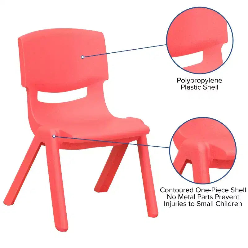Sedia impilabile in plastica blu/verde/rossa per la scuola, set da 4, età 3-9 anni